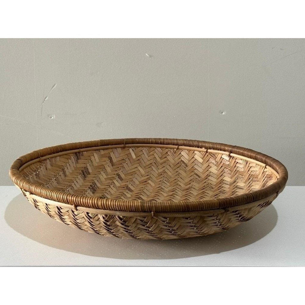 Woven Bamboo Basket - Bohemian Farmhouse Decor - Rattan Serving Fruit Bowl